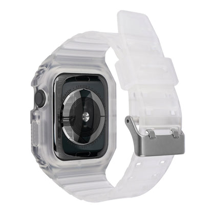 Two-color Integrated Watch Band For Apple Watch Series 9&8&7 41mm / SE 3&SE 2&6&SE&5&4 40mm / 3&2&1 38mm(Transparent Black) by bashfashion