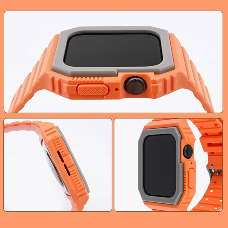 Two-color Integrated Watch Band For Apple Watch Series 9&8&7 41mm / SE 3&SE 2&6&SE&5&4 40mm / 3&2&1 38mm(Orange Grey) by bashfashion