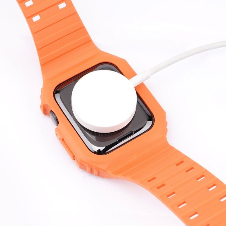 Two-color Integrated Watch Band For Apple Watch Series 9&8&7 41mm / SE 3&SE 2&6&SE&5&4 40mm / 3&2&1 38mm(Orange Grey) by bashfashion