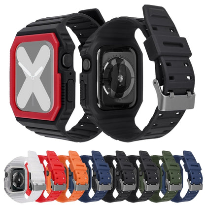 Two-color Integrated Watch Band For Apple Watch Series 9&8&7 41mm / SE 3&SE 2&6&SE&5&4 40mm / 3&2&1 38mm(Orange Grey) by bashfashion