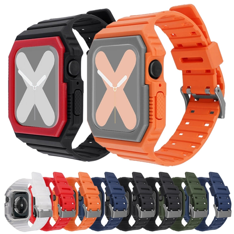 Two-color Integrated Watch Band For Apple Watch Series 8&7 45mm / SE 2&6&SE&5&4 44mm / 3&2&1 42mm(Orange Grey) by bashfashion