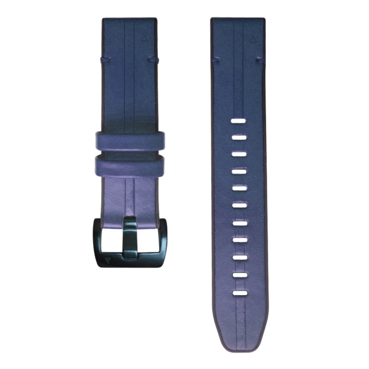 For Garmin Fenix 7 Silicone + Leather Quick Release Watch Band(Midnight Blue) by bashfashion