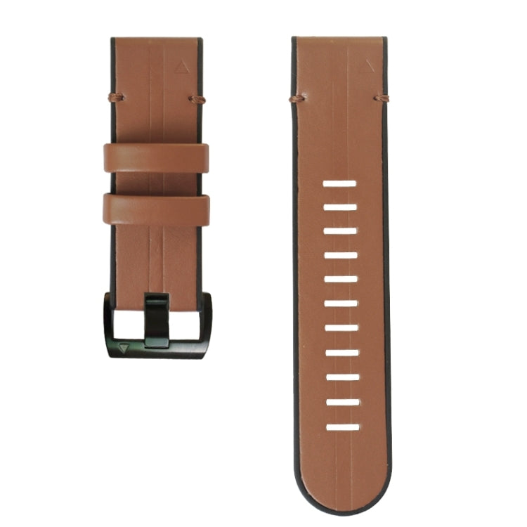 For Garmin Fenix 7X Silicone + Leather Quick Release Watch Band(Brown) by bashfashion
