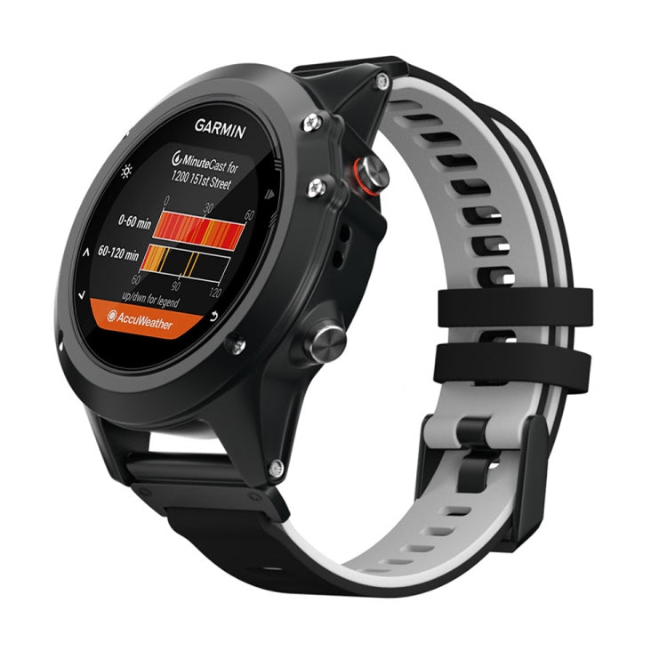 For Garmin Fenix 7 Two-color Silicone Quick Release Watch Band(Black Grey) by bashfashion