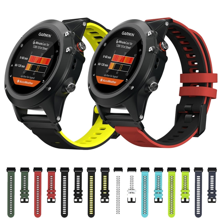For Garmin Fenix 7 Two-color Silicone Quick Release Watch Band(Black Grey) by bashfashion