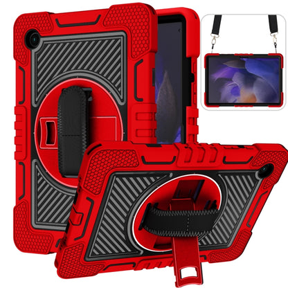 For Samsung Galaxy Tab A8 10.5 2021 360 Degree Rotation Contrast Color Silicone + PC Tablet Case(Red+Black) by bashfashion