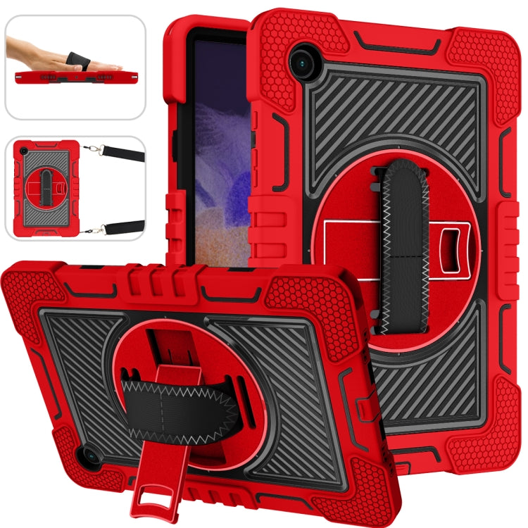 For Samsung Galaxy Tab A8 10.5 2021 360 Degree Rotation Contrast Color Silicone + PC Tablet Case(Red+Black) by bashfashion