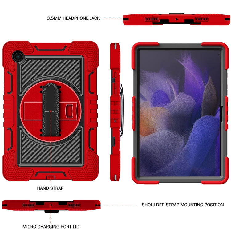 For Samsung Galaxy Tab A8 10.5 2021 360 Degree Rotation Contrast Color Silicone + PC Tablet Case(Red+Black) by bashfashion