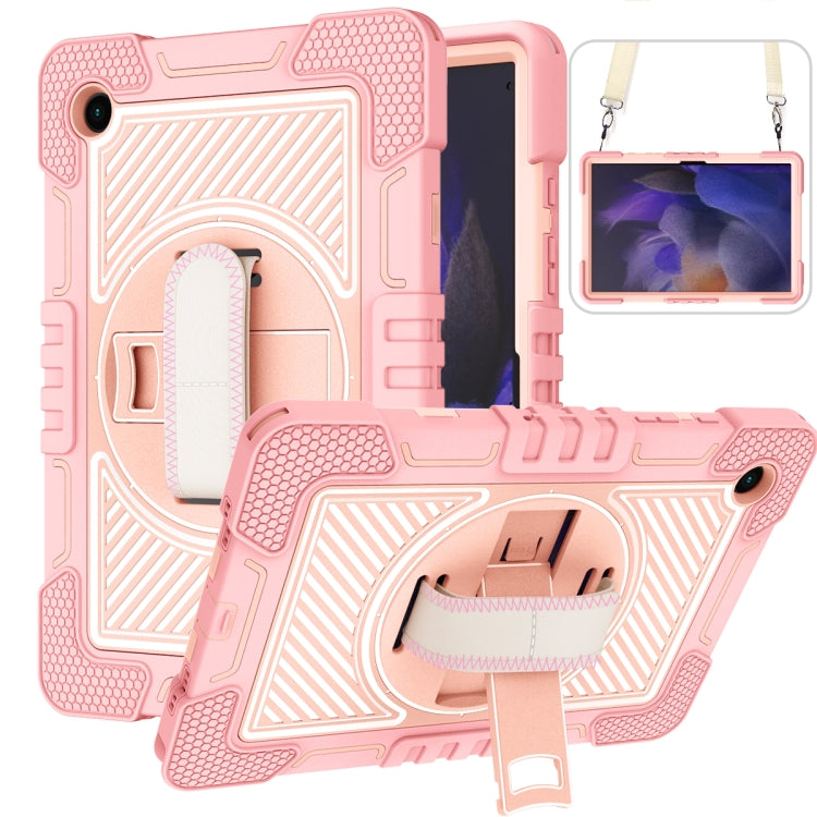 For Samsung Galaxy Tab A8 10.5 2021 360 Degree Rotation Contrast Color Silicone + PC Tablet Case(Rose Gold) by bashfashion