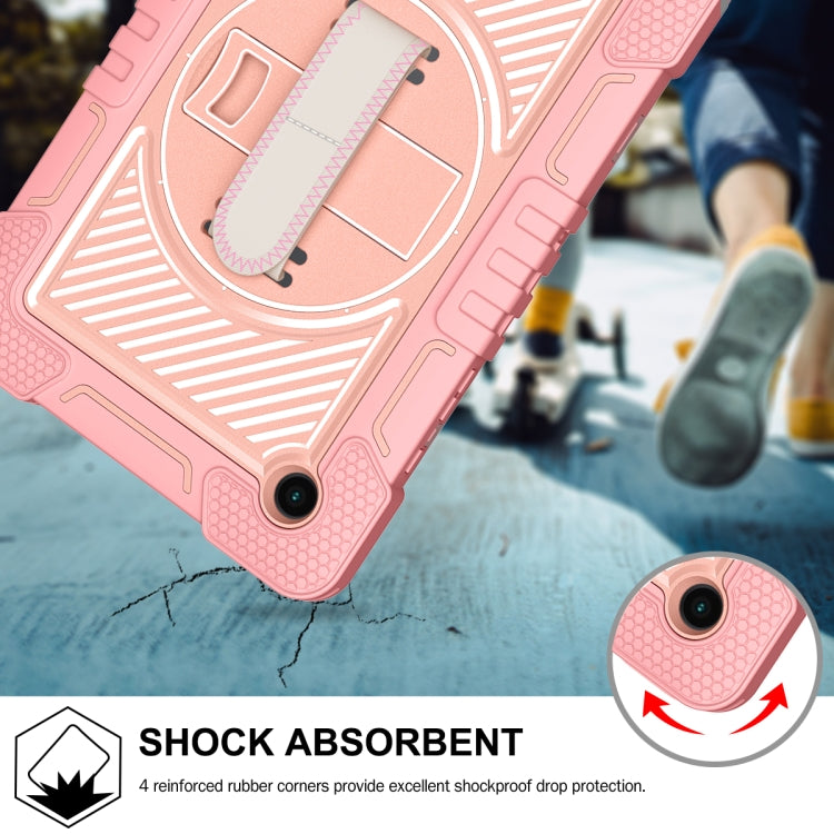 For Samsung Galaxy Tab A8 10.5 2021 360 Degree Rotation Contrast Color Silicone + PC Tablet Case(Rose Gold) by bashfashion