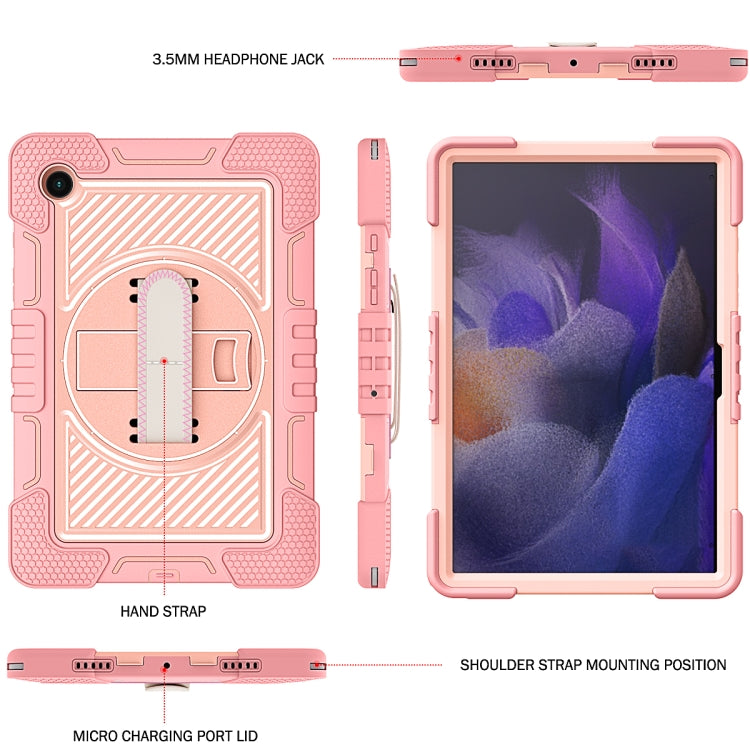 For Samsung Galaxy Tab A8 10.5 2021 360 Degree Rotation Contrast Color Silicone + PC Tablet Case(Rose Gold) by bashfashion