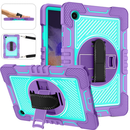 For Samsung Galaxy Tab A8 10.5 2021 360 Degree Rotation Contrast Color Silicone + PC Tablet Case(Purple + Mint Green) by bashfashion