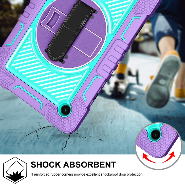 For Samsung Galaxy Tab A8 10.5 2021 360 Degree Rotation Contrast Color Silicone + PC Tablet Case(Purple + Mint Green) by bashfashion