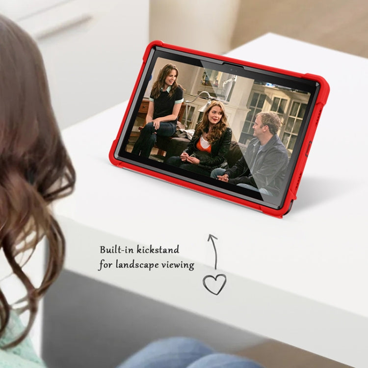 For Samsung Galaxy Tab A8 10.5 2021 Silicone + PC Shockproof Protective Tablet Case with Holder(Red + Black) by bashfashion