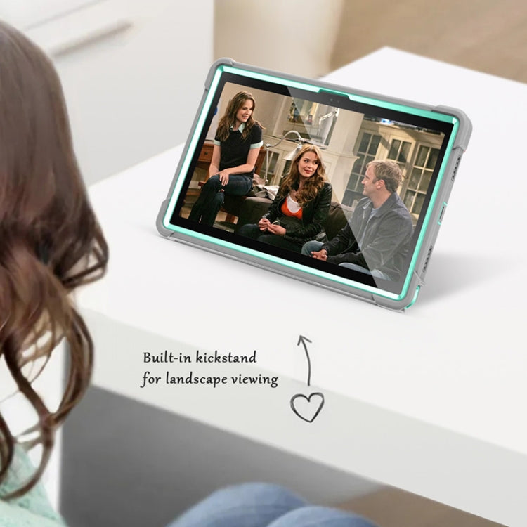 For Samsung Galaxy Tab A8 10.5 2021 Silicone + PC Shockproof Protective Tablet Case with Holder(Gray + Green) by bashfashion