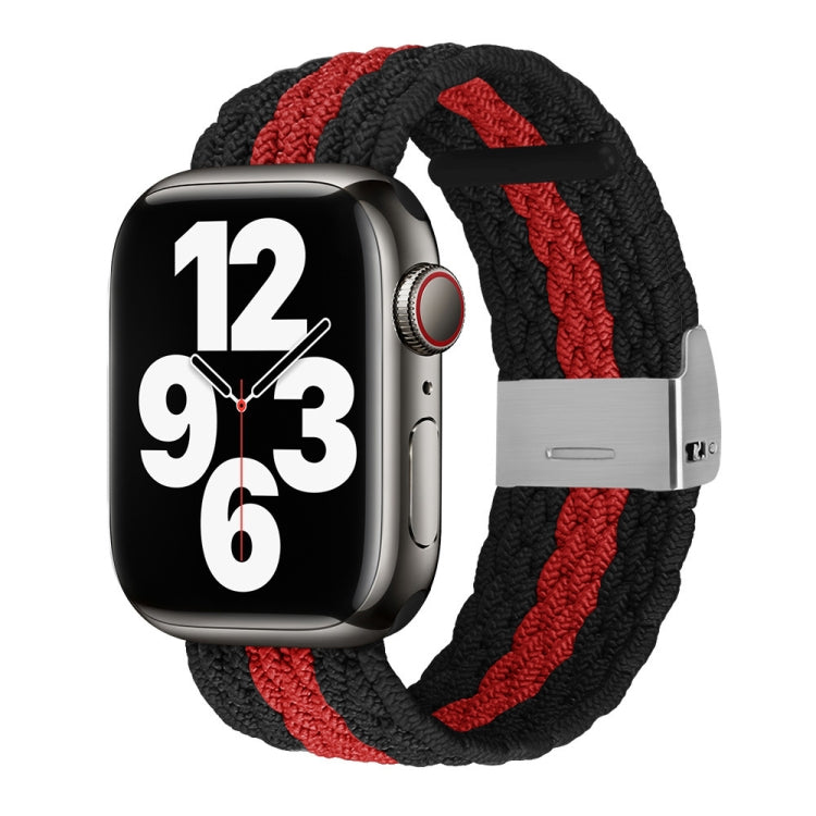Vertical Texture Braided Watch Band For Apple Watch Series 9&8&7 41mm / SE 3&SE 2&6&SE&5&4 40mm / 3&2&1 38mm(Black Red) by bashfashion