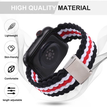 Vertical Texture Braided Watch Band For Apple Watch Series 9&8&7 41mm / SE 3&SE 2&6&SE&5&4 40mm / 3&2&1 38mm(Black Red White) by bashfashion