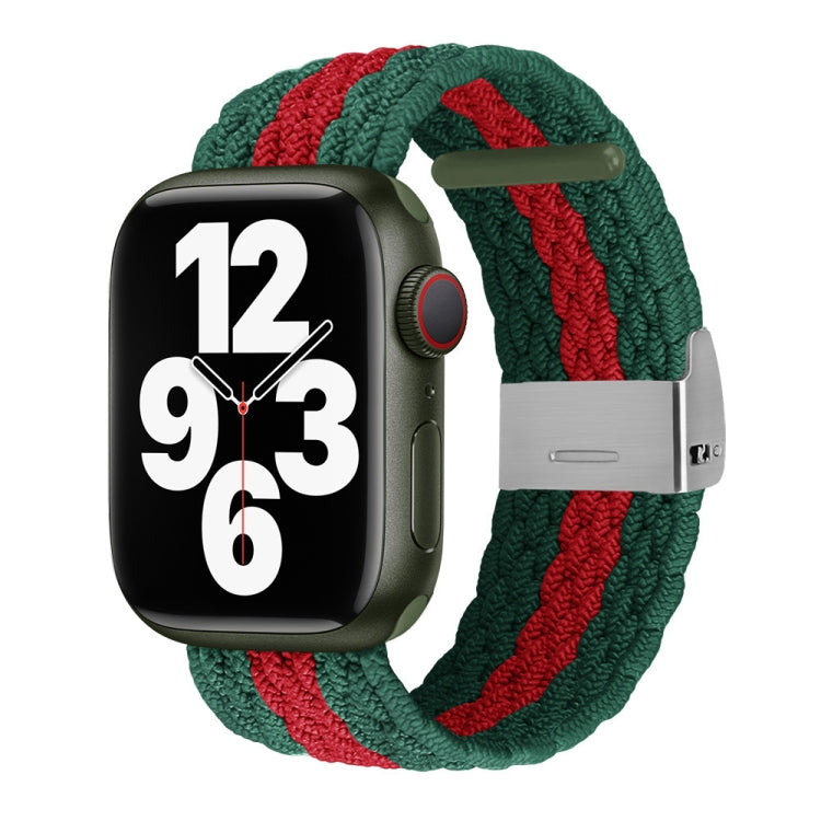 Vertical Texture Braided Watch Band For Apple Watch Ultra 49mm&Watch Ultra 2 49mm / Series 9&8&7 45mm / SE 3&SE 2&6&SE&5&4 44mm / 3&2&1 42mm(Green Red) by bashfashion