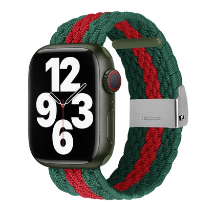 Vertical Texture Braided Watch Band For Apple Watch Ultra 49mm&Watch Ultra 2 49mm / Series 9&8&7 45mm / SE 3&SE 2&6&SE&5&4 44mm / 3&2&1 42mm(Green Red) by bashfashion