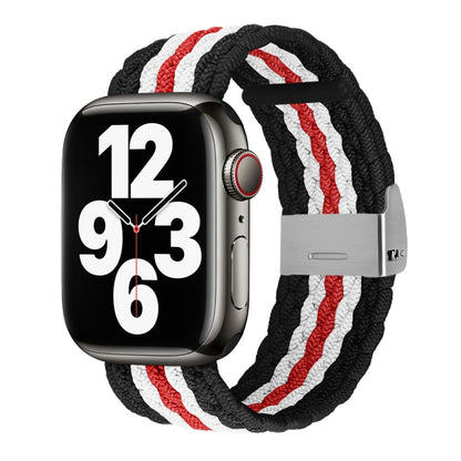 Vertical Texture Braided Watch Band For Apple Watch Ultra 49mm&Watch Ultra 2 49mm / Series 9&8&7 45mm / SE 3&SE 2&6&SE&5&4 44mm / 3&2&1 42mm(Black Red White) by bashfashion