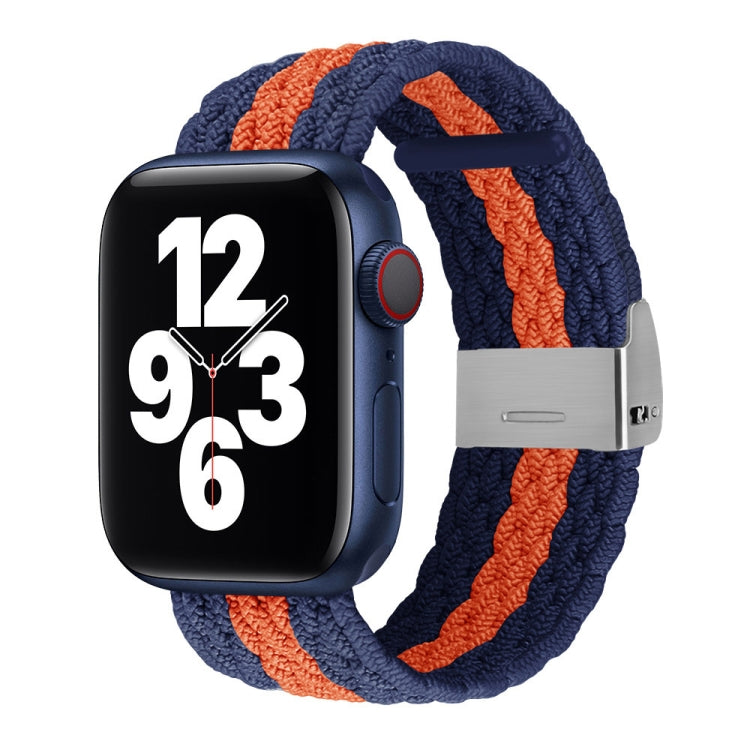 Vertical Texture Braided Watch Band For Apple Watch Ultra 49mm&Watch Ultra 2 49mm / Series 9&8&7 45mm / SE 3&SE 2&6&SE&5&4 44mm / 3&2&1 42mm(Blue Orange) by bashfashion