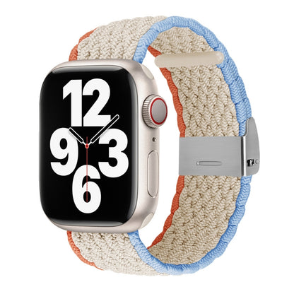 Vertical Texture Braided Watch Band For Apple Watch Ultra 49mm&Watch Ultra 2 49mm / Series 9&8&7 45mm / SE 3&SE 2&6&SE&5&4 44mm / 3&2&1 42mm(Orange White Blue) by bashfashion
