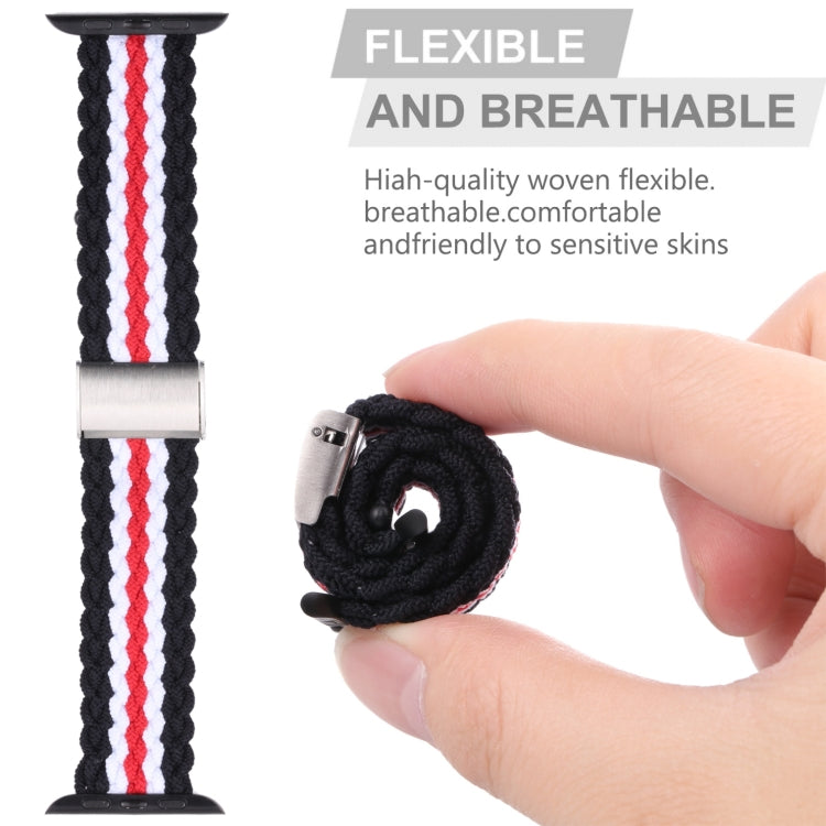 Vertical Texture Braided Watch Band For Apple Watch Ultra 49mm&Watch Ultra 2 49mm / Series 9&8&7 45mm / SE 3&SE 2&6&SE&5&4 44mm / 3&2&1 42mm(Black White) by bashfashion