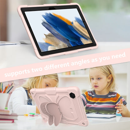 For Samsung Galaxy Tab A8 10.5 2021 Beige PC + Silicone Holder Tablet Case(Rose Pink) by bashfashion