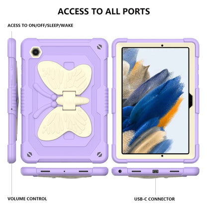 For Samsung Galaxy Tab A8 10.5 2021 Beige PC + Silicone Holder Tablet Case(Beige+Raro Purple) by bashfashion