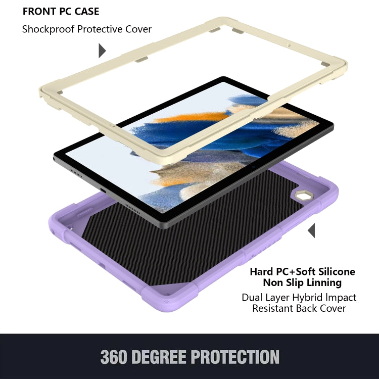 For Samsung Galaxy Tab A8 10.5 2021 Beige PC + Silicone Holder Tablet Case(Beige+Raro Purple) by bashfashion