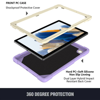For Samsung Galaxy Tab A8 10.5 2021 Beige PC + Silicone Holder Tablet Case(Beige+Raro Purple) by bashfashion