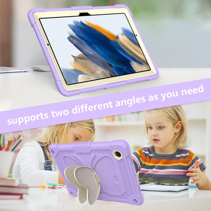 For Samsung Galaxy Tab A8 10.5 2021 Beige PC + Silicone Holder Tablet Case(Beige+Raro Purple) by bashfashion