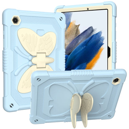 For Samsung Galaxy Tab A8 10.5 2021 Beige PC + Silicone Holder Tablet Case(Beige+Ice Blue) by bashfashion