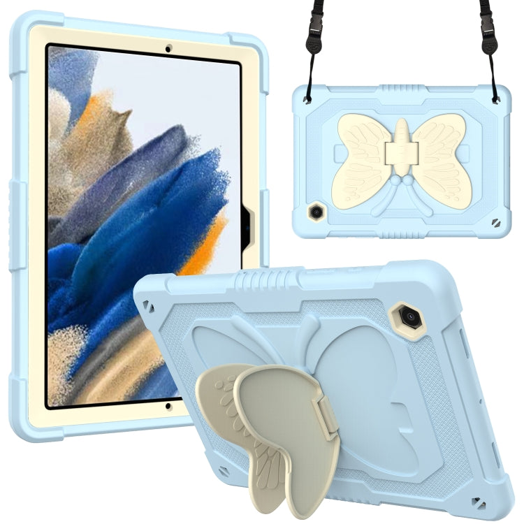 For Samsung Galaxy Tab A8 10.5 2021 Beige PC + Silicone Holder Tablet Case(Beige+Ice Blue) by bashfashion