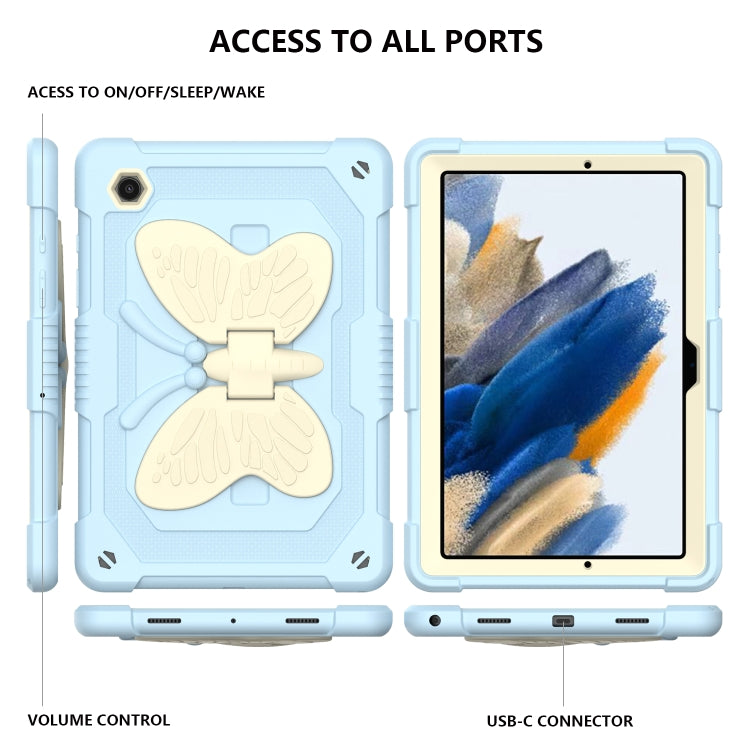 For Samsung Galaxy Tab A8 10.5 2021 Beige PC + Silicone Holder Tablet Case(Beige+Ice Blue) by bashfashion