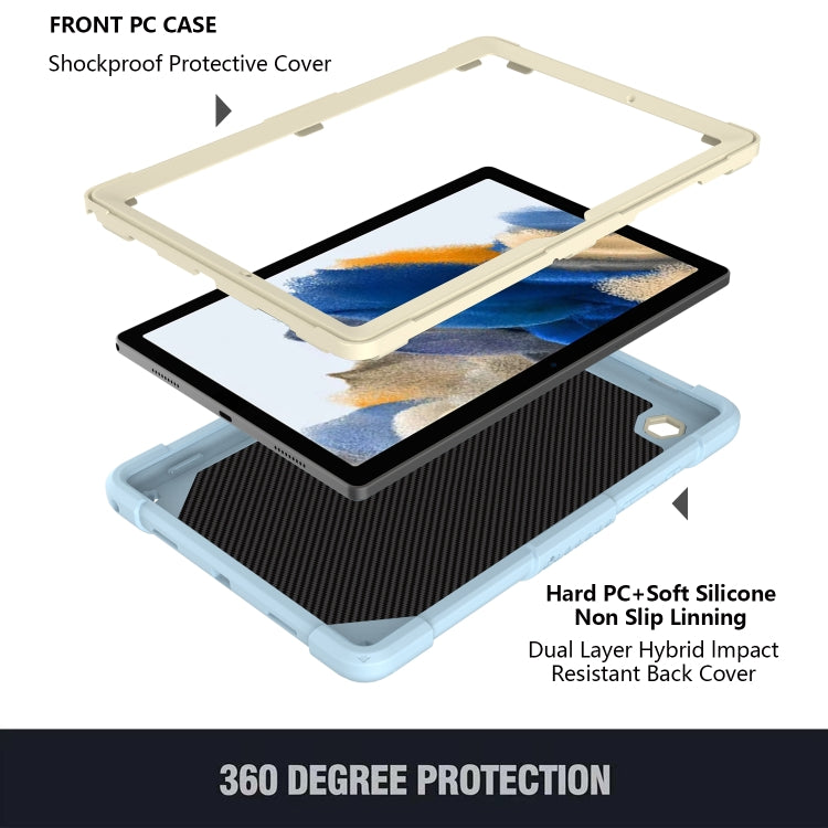 For Samsung Galaxy Tab A8 10.5 2021 Beige PC + Silicone Holder Tablet Case(Beige+Ice Blue) by bashfashion