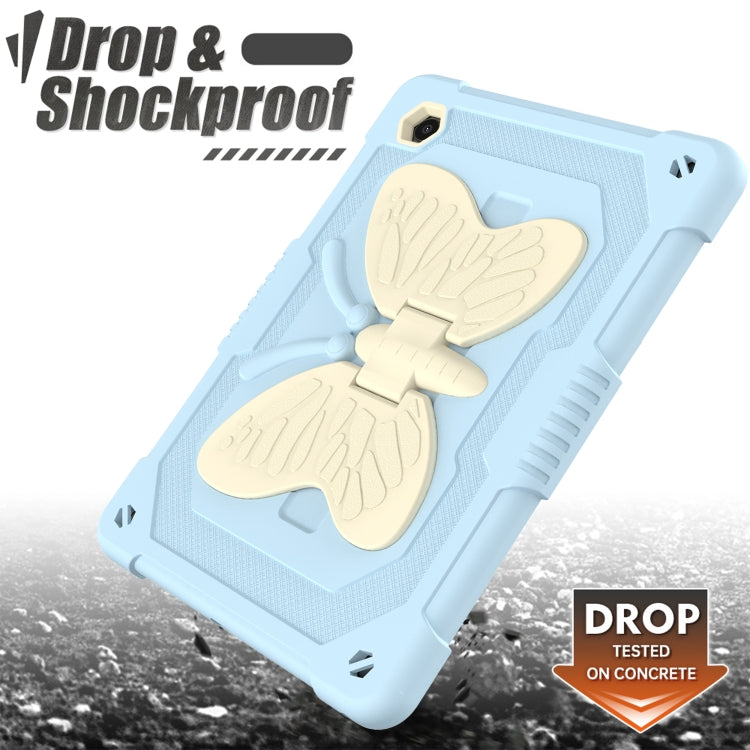 For Samsung Galaxy Tab A8 10.5 2021 Beige PC + Silicone Holder Tablet Case(Beige+Ice Blue) by bashfashion