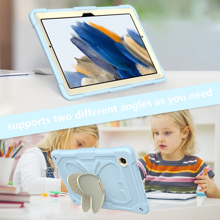 For Samsung Galaxy Tab A8 10.5 2021 Beige PC + Silicone Holder Tablet Case(Beige+Ice Blue) by bashfashion