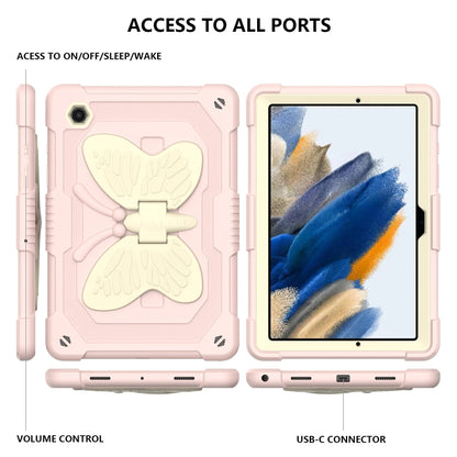 For Samsung Galaxy Tab A8 10.5 2021 Beige PC + Silicone Holder Tablet Case(Beige+Rose Pink) by bashfashion