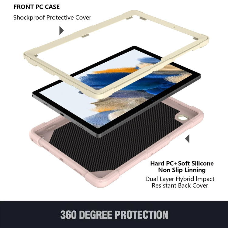 For Samsung Galaxy Tab A8 10.5 2021 Beige PC + Silicone Holder Tablet Case(Beige+Rose Pink) by bashfashion