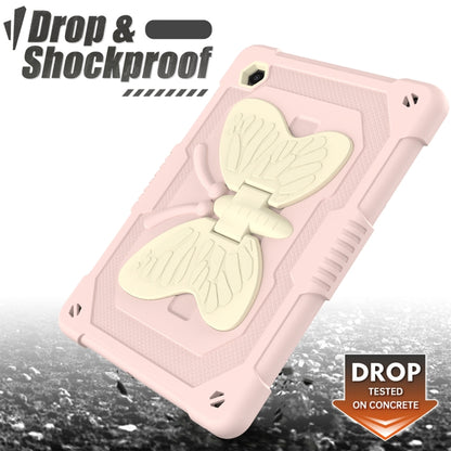 For Samsung Galaxy Tab A8 10.5 2021 Beige PC + Silicone Holder Tablet Case(Beige+Rose Pink) by bashfashion