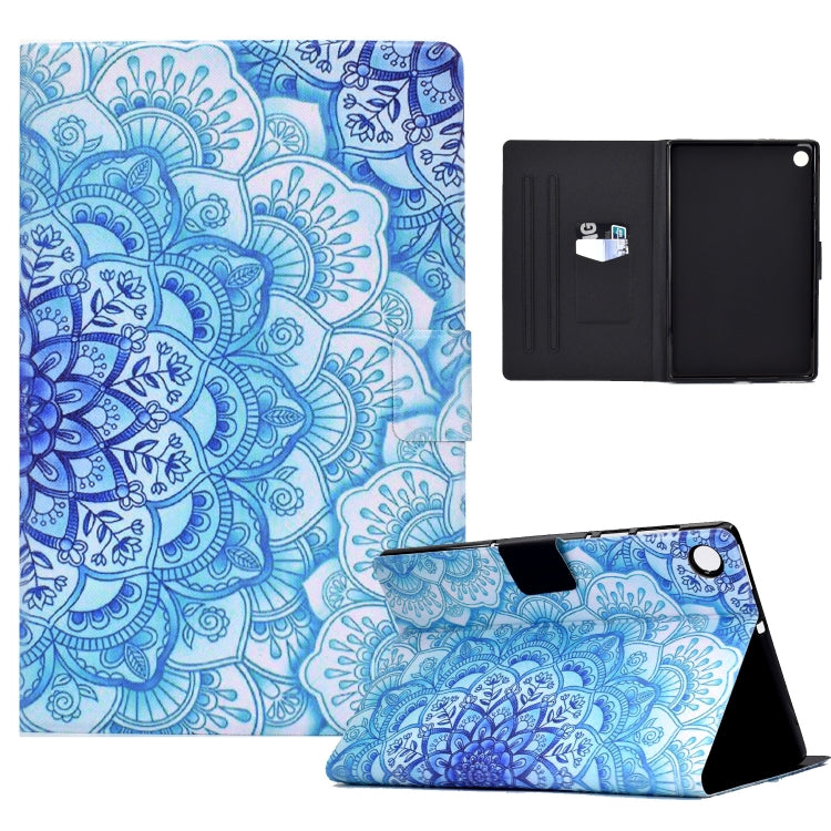 For Lenovo Tab M10 Plus Electric Pressed TPU Leather Tablet Case(Green Flower) by bashfashion