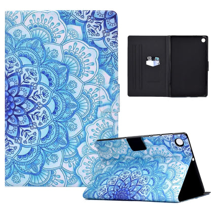 For Lenovo Tab M10 Plus Electric Pressed TPU Leather Tablet Case(Green Flower) by bashfashion