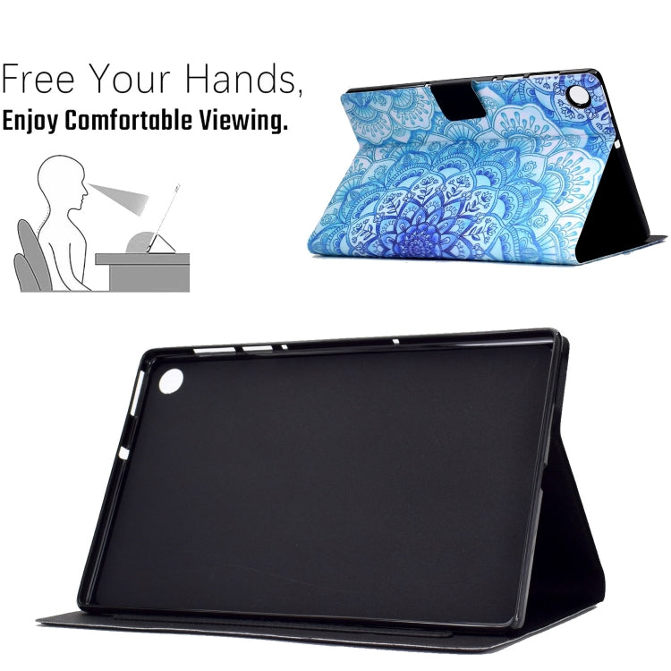 For Lenovo Tab M10 Plus Electric Pressed TPU Leather Tablet Case(Green Flower) by bashfashion