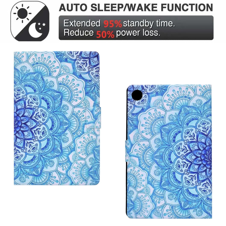 For Lenovo Tab M10 Plus Electric Pressed TPU Leather Tablet Case(Green Flower) by bashfashion