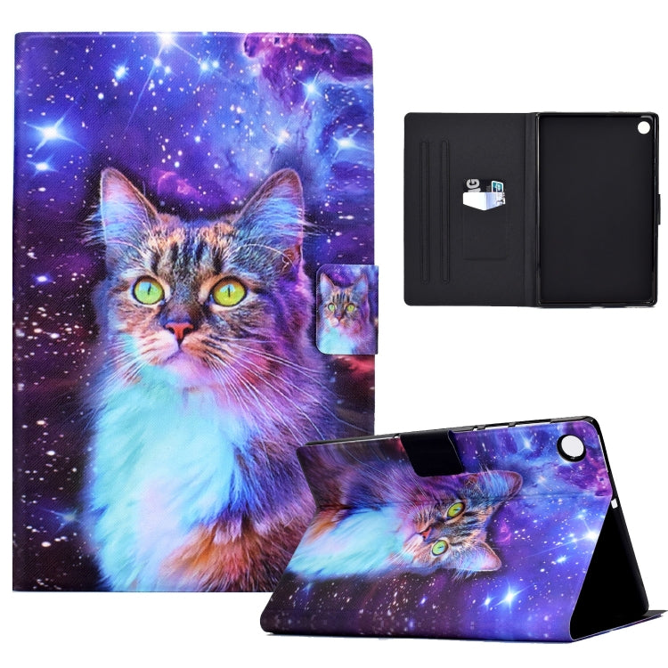 For Samsung Galaxy Tab A8 10.5 2021 Electric Pressed TPU Leather Tablet Case(Star Cat) by bashfashion