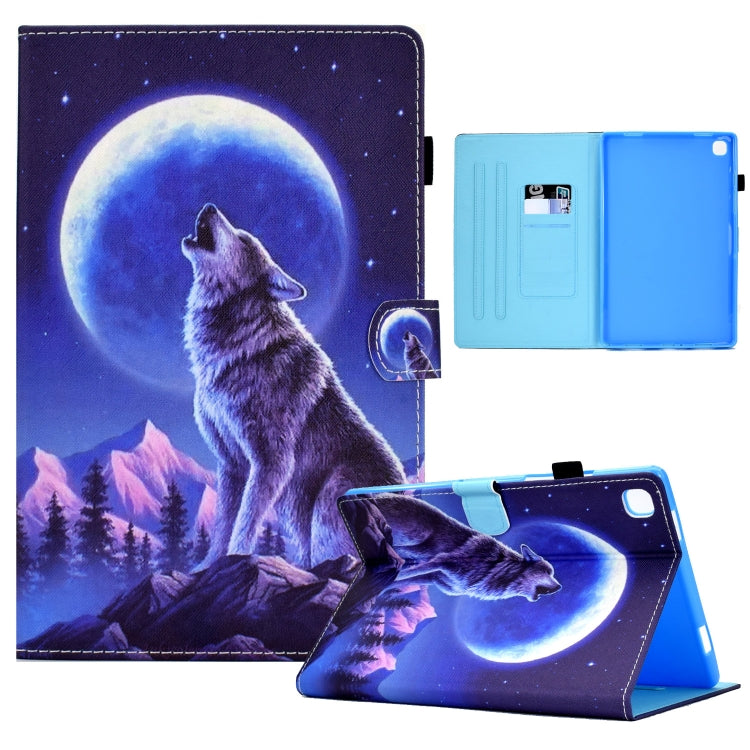 For Samsung Galaxy Tab A7 Lite T220 Sewing Pen Slot Leather Tablet Case(Night Wolf) by bashfashion