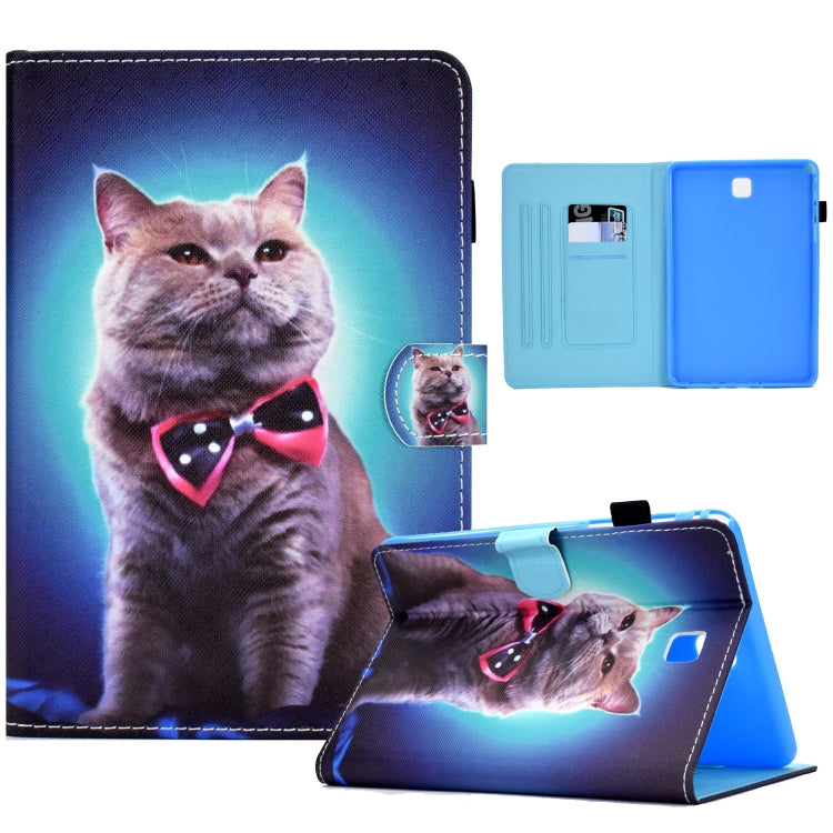 For Samsung Galaxy Tab A 8.0 T350 Sewing Pen Slot Leather Tablet Case(Bow Tie Cat) by bashfashion