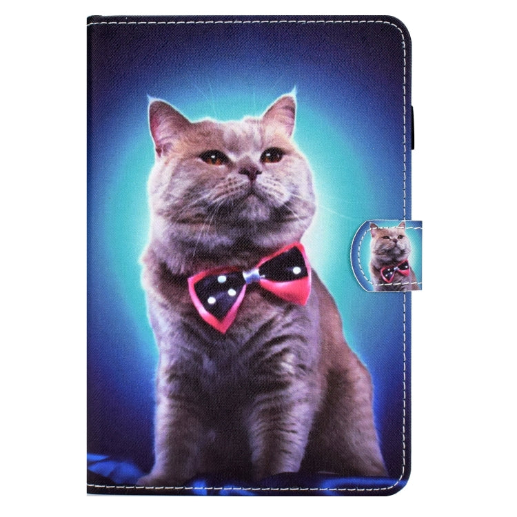 For Samsung Galaxy Tab A 8.0 T350 Sewing Pen Slot Leather Tablet Case(Bow Tie Cat) by bashfashion