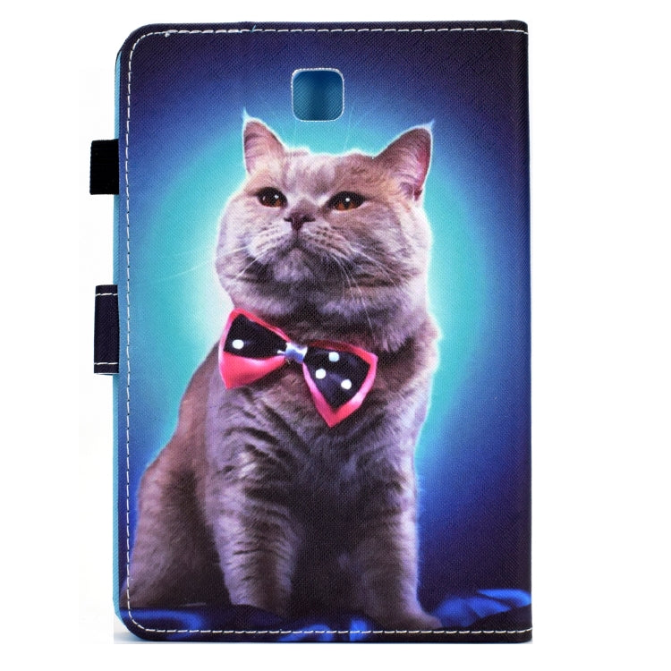 For Samsung Galaxy Tab A 8.0 T350 Sewing Pen Slot Leather Tablet Case(Bow Tie Cat) by bashfashion